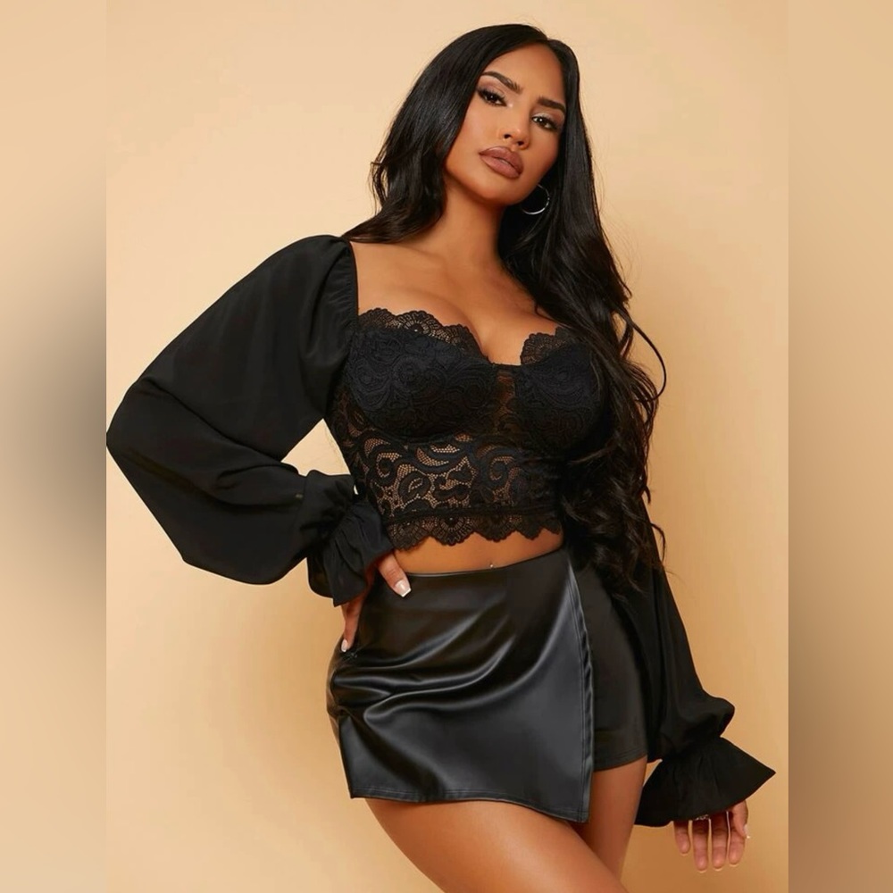Lace Panel Crop Top